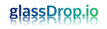 glassDrop.io logo with blue and green gradient text and reflection effect